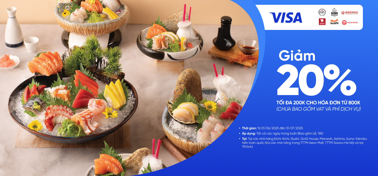 Quẹt thẻ VISA nhận ngay ưu đãi 20% tại các nhà hàng Golden Gate