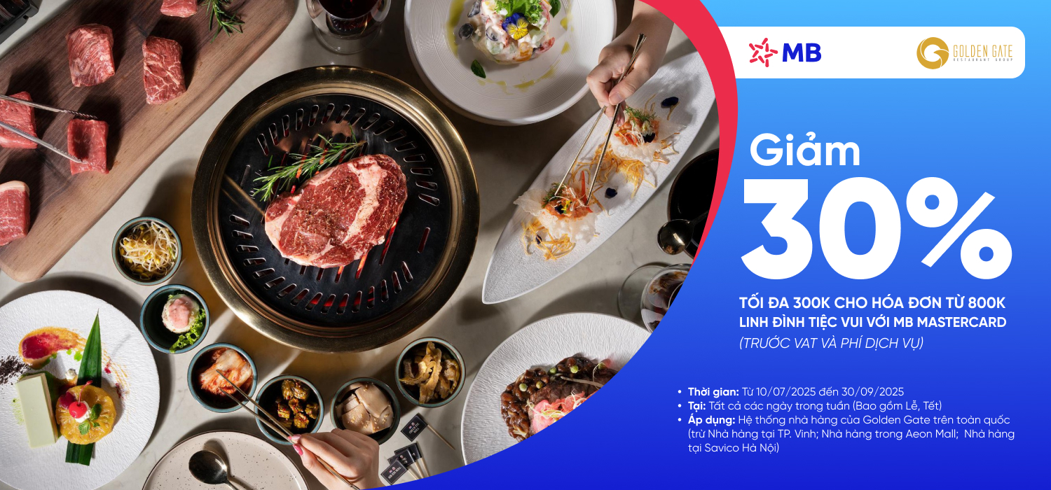 Linh đình tiệc ngon, rước ngay ưu đãi 300K từ MB MASTERCARD